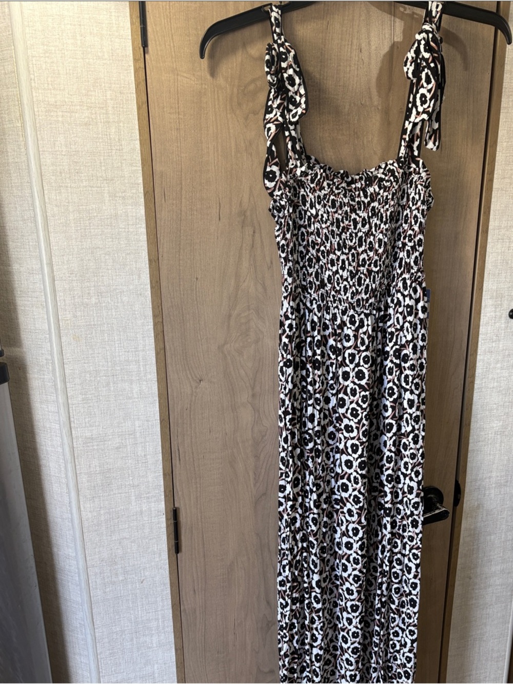 NWT DVF x Target black Poppy Smocked Tie Strap Maxi Dress S